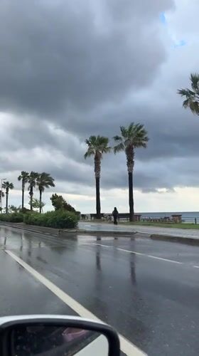 Rainy drive through Alanya captured on video