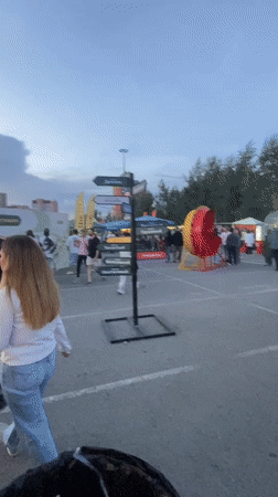 Street festival in Ufa, Russia at dusk