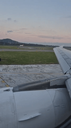 Evening airport scenes documented in Yerevan, Armenia