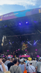 Live Nation concert in Prague features giant inflatable pink robots onstage