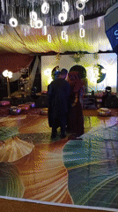 Wedding reception celebrates couple in decorated Nigerian venue