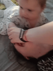Mother and baby playtime recorded in Rusalevka home