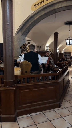 Band performs at traditional beer hall in Munich