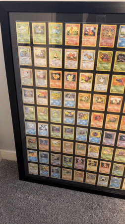 Framed Pokémon card collection, multiple angles, Calgary