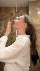 Woman's morning skincare and breakfast routine documented in Khimki