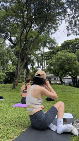 Outdoor yoga and morning exercise in a Chiang Mai park