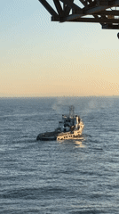 Tugboat and cargo vessels navigate calm Italian waters