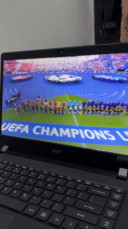 Lhokseumawe resident watches Champions League final on laptop