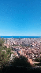 Clear day panoramic view captured of Barcelona cityscape