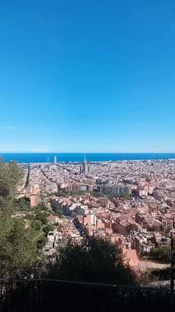 Clear day panoramic view captured of Barcelona cityscape