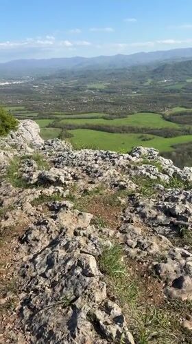 Hilltop view captured over green valley near Loza, Bulgaria