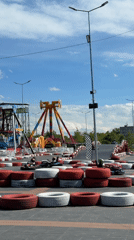 Go-kart racing at Moldovan amusement park