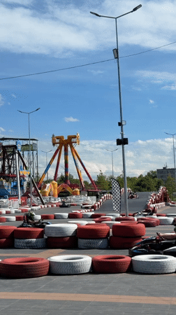 Go-kart racing at Moldovan amusement park