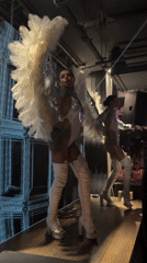 Angel-costumed stage duo performs in Novaya Usman'