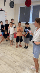Kids tackle number games and group activities in a Sochi studio