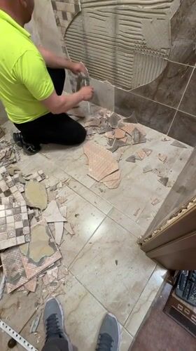 Bathroom renovation work documented in Velingrad, Bulgaria
