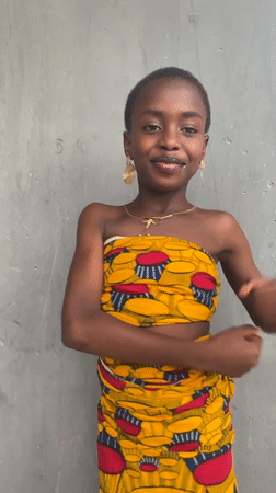 Girl in colorful outfit filmed in Badagry, Nigeria