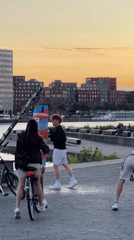 Evening at Amsterdam's IJ waterfront near the EYE Filmmuseum