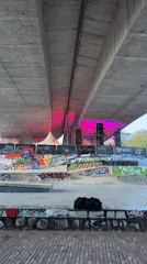 Evening crowd gathers at Arnhem skate park event