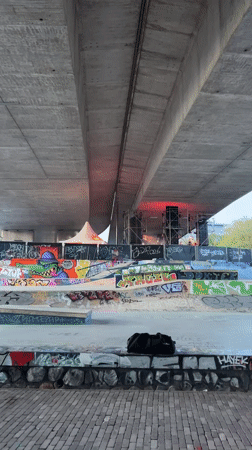Evening crowd gathers at Arnhem skate park event