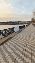 Quiet afternoon scenes documented along Votkinsk waterfront embankment