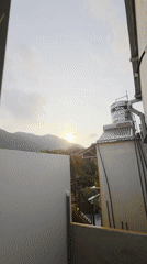 Sunset filmed over mountains in Vietnam heritage area
