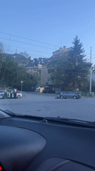 Car accident blocks Sofia intersection, debris scattered