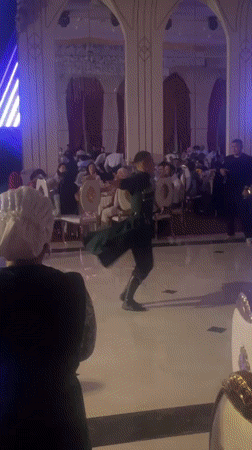 Wedding reception features traditional Georgian dancing in Astana hall