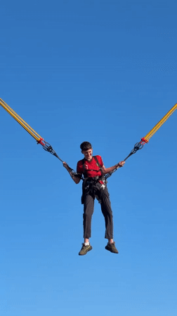 Bungee jumping and leisure in Ventspils on a summer afternoon