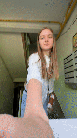 Woman photographed at multiple locations across Perm, Russia