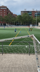 Soccer match observed on Barcelona field Sunday morning