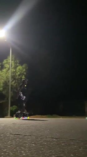 Night rollerblader with glowing wheels spotted in Vom, Nigeria