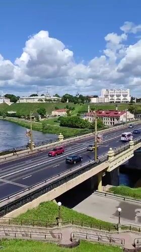 Bridge traffic flows normally in Hrodna Belarus morning