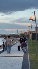 Evening stroll along Kokshetau waterfront as storm clouds gather
