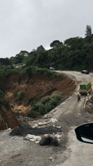 Road damage observed in forested Indonesian hill area
