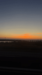 Sunset captured from moving vehicle on Israeli highway