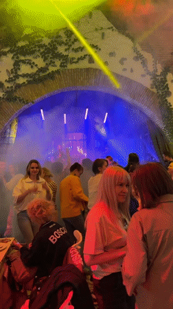 Live band performs at crowded restaurant gathering in Tbilisi