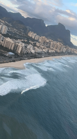 Aerial footage captures Rio de Janeiro coastline from helicopter