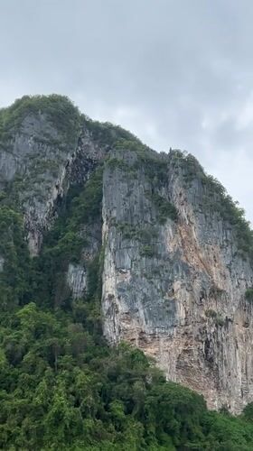Rock face with vegetation filmed in Ao Nang, Thailand
