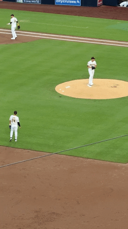 Baseball game in motion at a San Diego ballpark