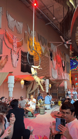 Aerial acrobat performs at Bangkok entertainment venue