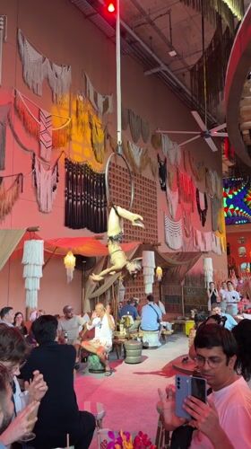 Aerial acrobat performs at Bangkok entertainment venue