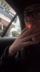 Person smoking in car backseat in Gif-sur-Yvette, France