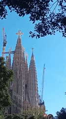 Visitor documents Sagrada Familia's ongoing construction in Barcelona