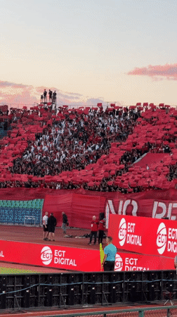 Red card display fills Sofia stadium during evening match