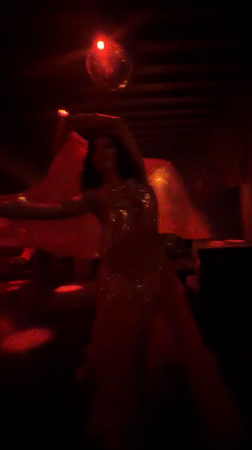Early morning belly dance performance captured in Los Angeles venue