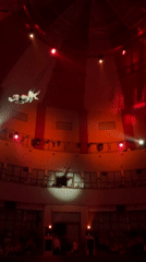 Aerial acrobats perform circus routines in Moscow venue
