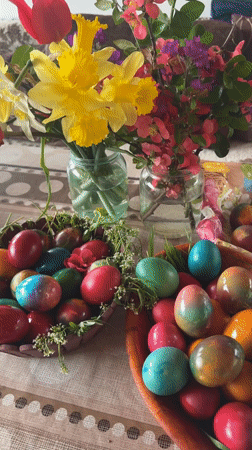 Easter egg dyeing activity observed in Sinagovtsi, Bulgaria