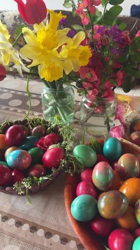 Easter egg dyeing activity observed in Sinagovtsi, Bulgaria