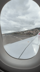Aircraft approaches runway for landing near Santa Cruz, Portugal
